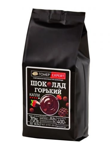 Шоколад Томер Эксперт Горький 70% (Шоколадный Кувертюр) капли, 0,4 кг