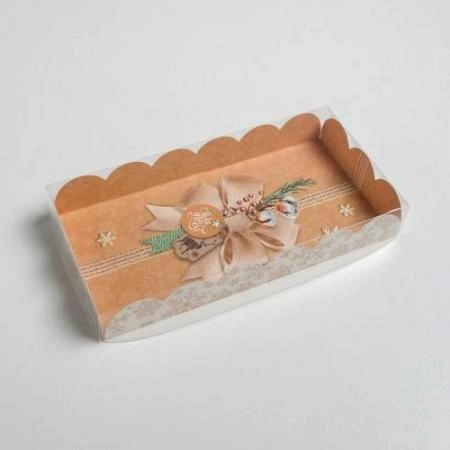 Коробка для кондитерских изделий с PVC крышкой "Подарок для тебя", 21х10,5х3 см