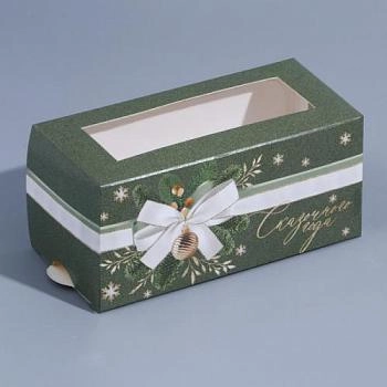 Коробочка для макаронс "Новогодний шик" 12х5,5х5,5 см