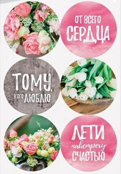 Наклейки "Навстречу к счастью", 6 шт. на листе, d4 см