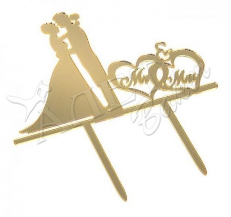 Топпер Пара Mr.&Miss, 12х12 см , золото