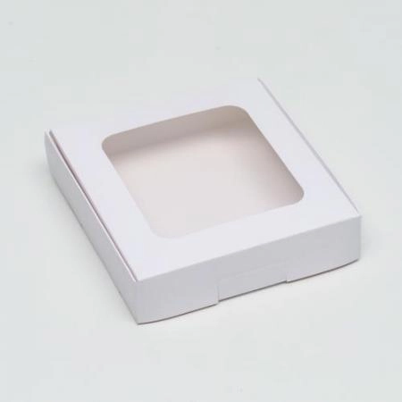 Коробка самосборная с окном, 13х13х3, белая