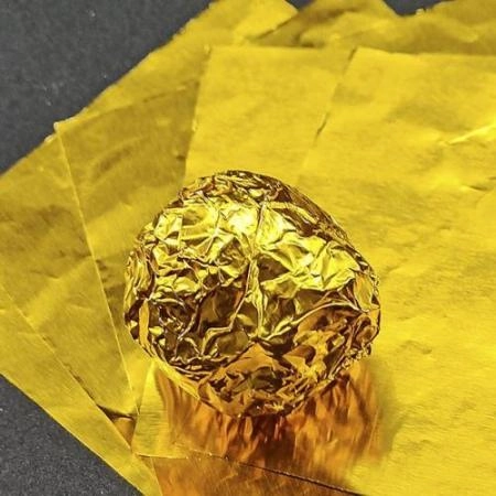 Фольга оберточная для конфет золотая (10х10 см), 100 шт.