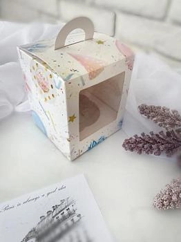 Коробка под 1 капкей с ложементом и окном, 9,5х9,5х12,5 см, "Праздник"