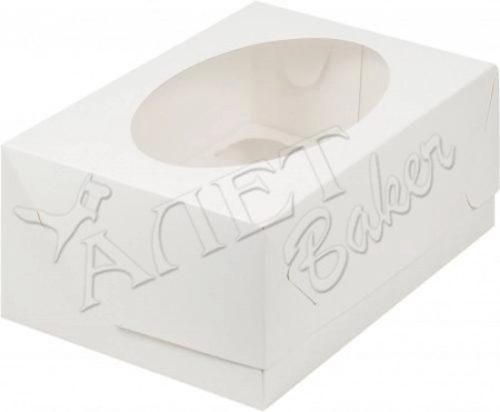 Коробка под капкейки с окошком 31х23,5х10 см ( на 12 шт.) белая