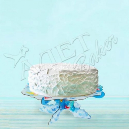 Подставка для пирожных " С Днем Рождения" Единорог, на ножках, д.25, h 16 см (картон)