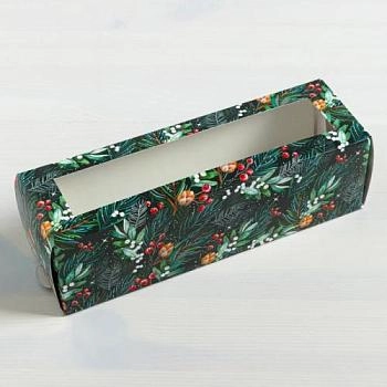 Коробочка для макаронс "Happy New Year", 18х5,5х5,5см