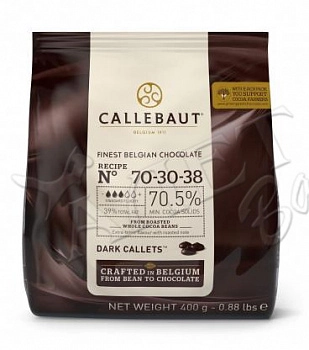 Шоколад Callebaut Горький  в галетах, 70,5% какао,0,4 кг