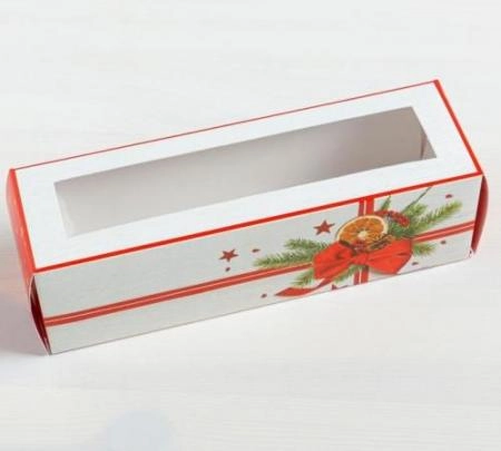 Коробочка для макаронс "Подарок", 18х5,5х5,5см